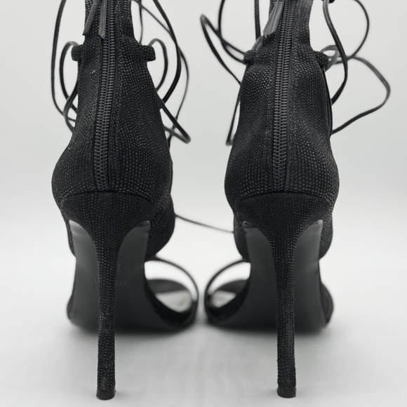 Stuart Weitzman "Legwrap Goose Bump" Black Stiletto Heels US 7 - Picture 5 of 12
